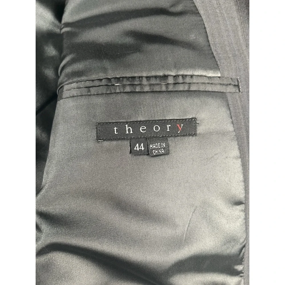 Theory Blazer Jacket Wool Polyseter Lycra Mens‎ Grayish Blue Long Sleeve Size 44